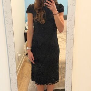 Votre Nom Lace Black Midi Dress - size 8